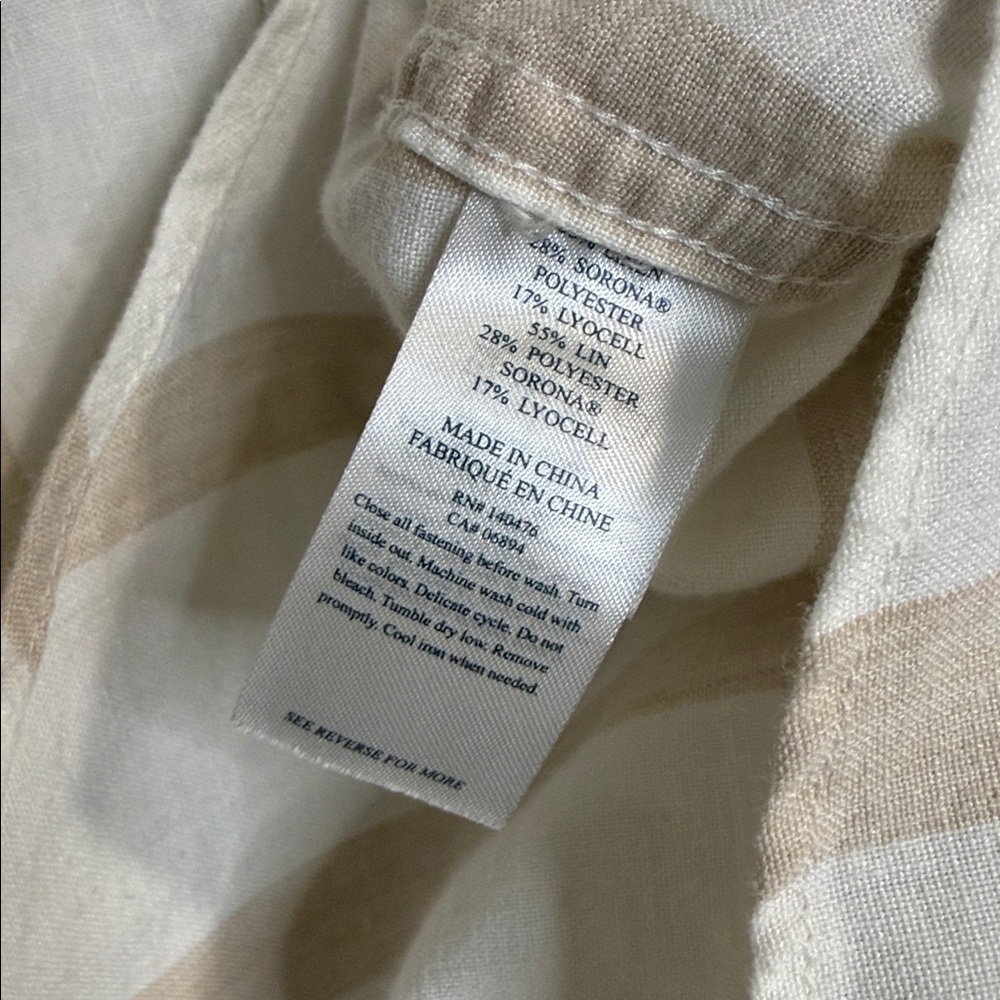 FAHERTY MALIBU VALLERTA STRIPE LONG SLEEVE LINEN SHIRT SIZE MEDIUM - Picture 7 of 8